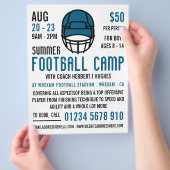 Blue Football Helmet, Football Camp Werbung Flyer (Hand)