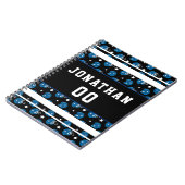 Blue Football Helmet Muster Name & Jersey Nummer Notizblock (Linke Seite)