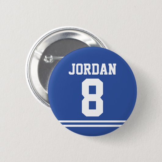 Blue Football Jersey mit Individuelle Name und Anz Button (Vorne & Hinten)