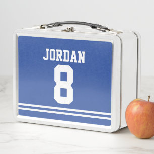 Blue Football Jersey mit Individuelle Name und Anz Metall Brotdose