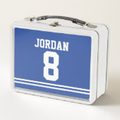 Blue Football Jersey mit Individuelle Name und Anz Metall Brotdose (Vorderseite)
