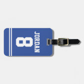 Blue Football Jersey mit Nummer Gepäckanhänger (Vorderseite horizontal)