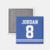 Blue Football Jersey mit Nummer Magnet (Vorderseite/Rückseite)