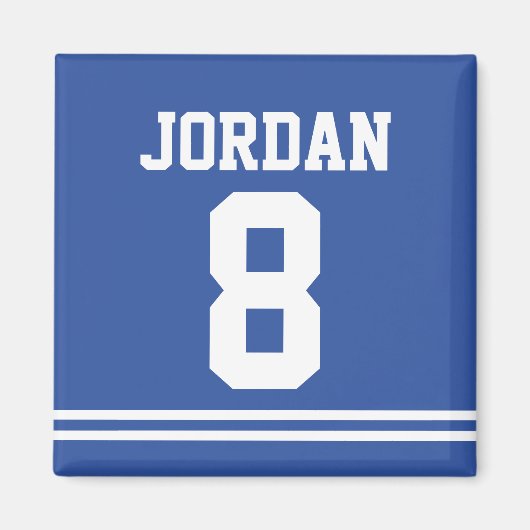 Blue Football Jersey mit Nummer Magnet (Vorne)