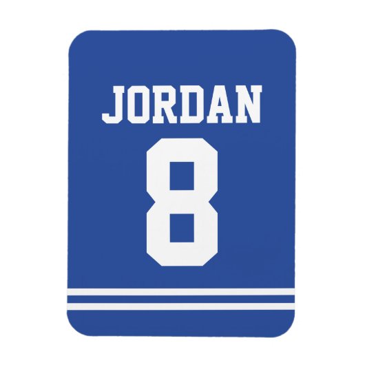 Blue Football Jersey mit Nummer Magnet (Vertikal)