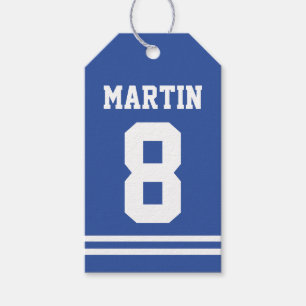 Blue Football Jersey - Sportthema Geburtstagsparty Geschenkanhänger