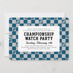 Blue Football Karo Championship Game Watch Party Einladung