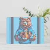 Blue Football Party Einladung (Stehend Vorderseite)