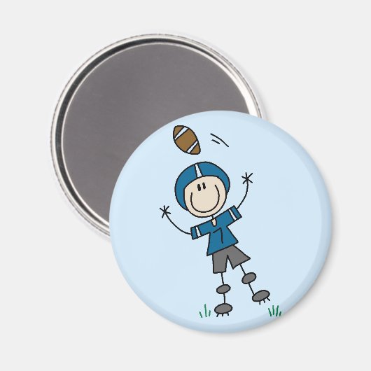 Blue Football Player Tshirts und Geschenke Magnet (Vorderseite/Rückseite)
