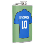 Blue Football Shirt mit Name und Number Flask Flachmann (Rechts)