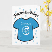 Blue Football Shirt zum 6. Geburtstag Karte (Gelbe Blume)