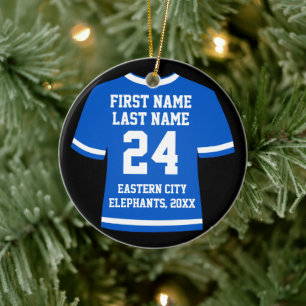 Blue Football Soccer Hockey Sports Jersey Keramik Ornament