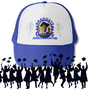 Blue Football Themed Foto Graduate Truckerkappe