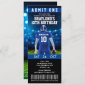Blue Football Ticket Einladung zum Geburtstag (Vorne/Hinten)