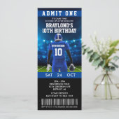 Blue Football Ticket Einladung zum Geburtstag (Stehend Vorderseite)