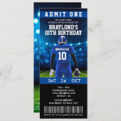 Blue Football Ticket Einladung zum Geburtstag (Vorne/Hinten)