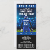 Blue Football Ticket Einladung zum Geburtstag (Vorderseite)