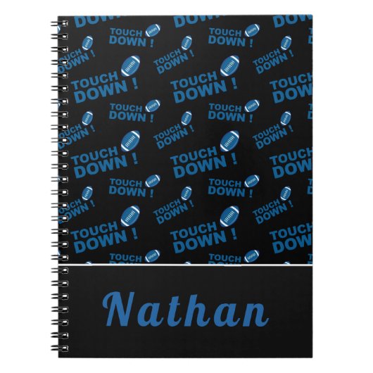 Blue Football Touch Down Typografy Personalisiert Notizblock (Vorderseite)