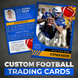 Blue Football Trading Card Sport Player Foto Telefonnummerkarte