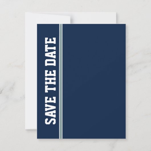 Blue Football Wedding Save the Date Ankündigung (Rückseite)