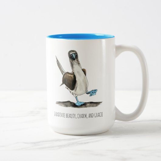 Blue-Footed Bird Affirmations Two-Tone Coffee Tass Zweifarbige Tasse (Rechts)