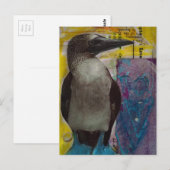 Blue Footed Bird mixed media collage Postkarte (Vorne/Hinten)