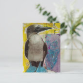 Blue Footed Bird mixed media collage Postkarte (Stehend Vorderseite)