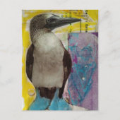 Blue Footed Bird mixed media collage Postkarte (Vorderseite)