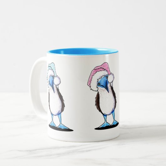Blue Footed Booby Weihnachtszeit-Tasse Zweifarbige Tasse (Vorderseite Links)
