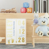 Blue Footprints Baby Birth Stats Kinderzimmer Deko