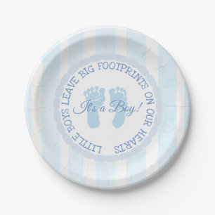 Blue Footprints Boy Baby Showpaper Teller