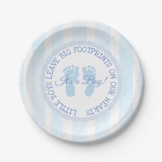 Blue Footprints Boy Baby Showpaper Teller (Vorderseite)