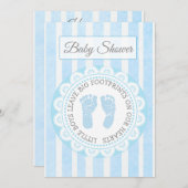 Blue Footprints Boys Baby Shower Einladung (Vorne/Hinten)