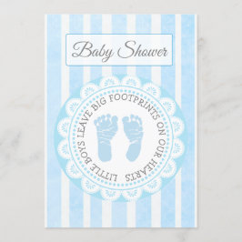 Blue Footprints Boys Baby Shower Einladung