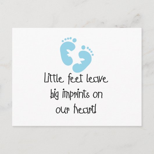 Blue Footprints Little Feet Big Impressum Postkarte (Vorderseite)