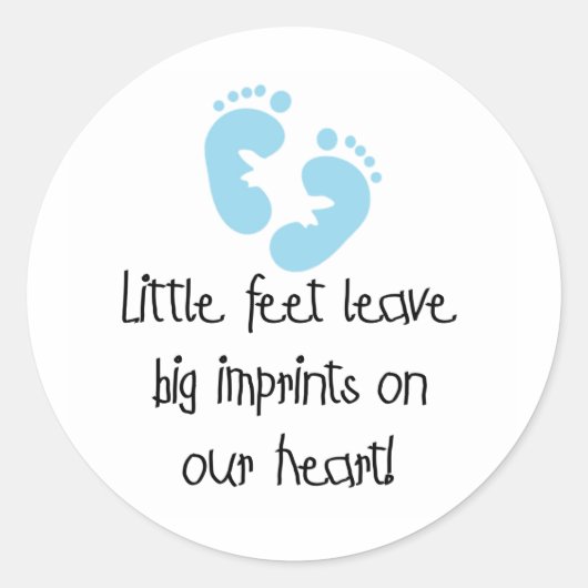 Blue Footprints Little Feet Big Impressum Runder Aufkleber (Vorderseite)