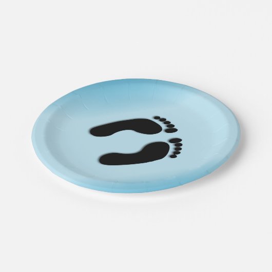 Blue Footprints Pappteller (Schrägansicht)