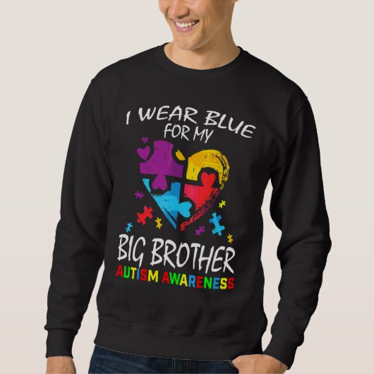 Blue for Big Brother Autismus Awareness Heart Kids Sweatshirt (Vorderseite)