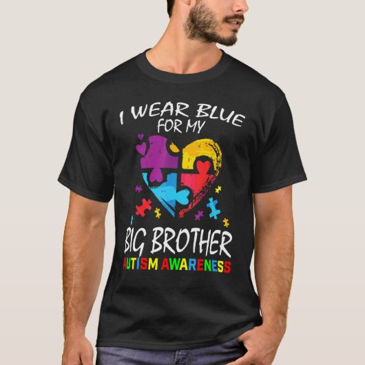 Blue for Big Brother Autismus Awareness Heart Kids T-Shirt (Vorderseite)