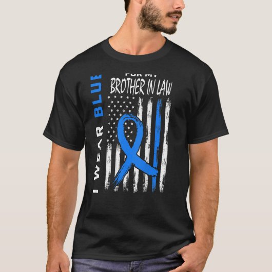 Blue for Brother in Law Diabetes Awareness Flag Ba T-Shirt (Vorderseite)