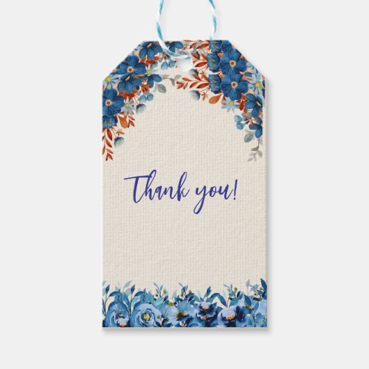 Blue Foral Geschenkanhänger (Vorderseite)