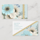 Blue Forals Business Card Visitenkarte (Vorne/Hinten)