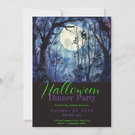 Blue Forest Full Moon Halloween Abendessen Party Einladung