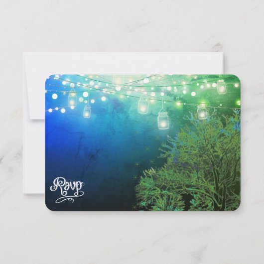 Blue Forest Mason Jar String of Lights UAWG RSVP Karte (Rückseite)