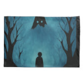 Blue Forest Silhouette Lonely Figure in Shadow Kissenbezug (Rückseite)