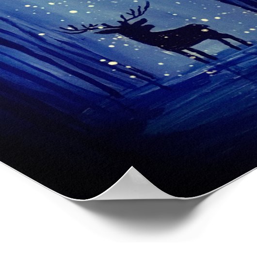 Blue Forest Winter Buck POSTER (Ecke)