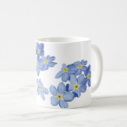 Blue Forget-Me-Not Floral Ceramic Mug Kaffeetasse (VorderseiteRechts)