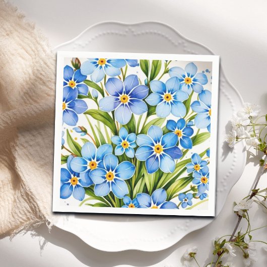 Blue Forget Me Not Flowers Elegant Serviette