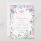 Blue Forget Me Not Graduation Party Invite Einladung (Vorderseite)
