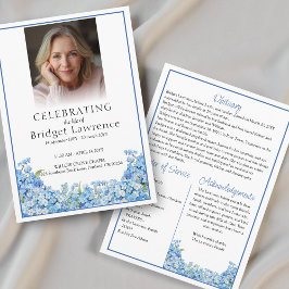 Blue Forget-me-not Pretty Memorial Service Funeral Programm